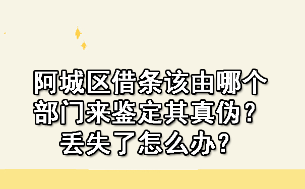 阿城区借条该由哪个部门来鉴定其真伪？丢失了怎么办？